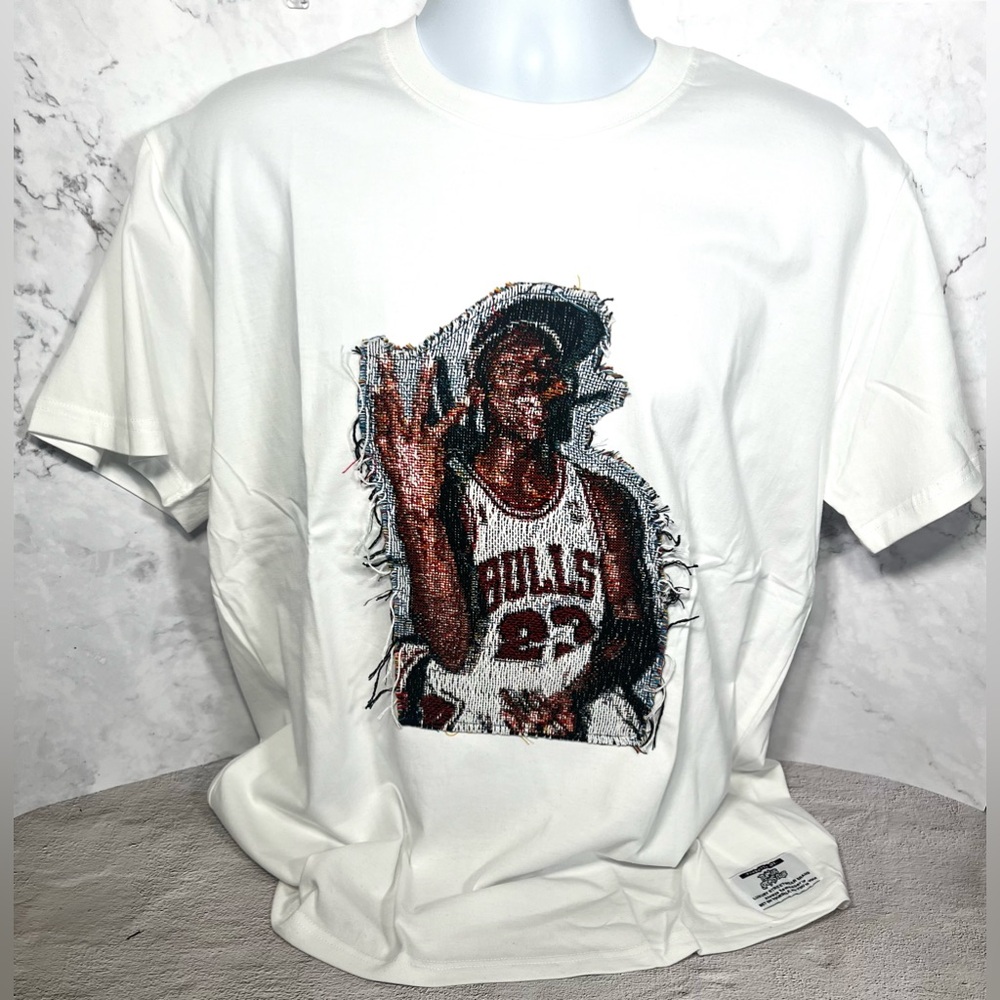 Micheal Jordan Hand Made 3 Ring T-Shirt Size XXLarge white NWOT